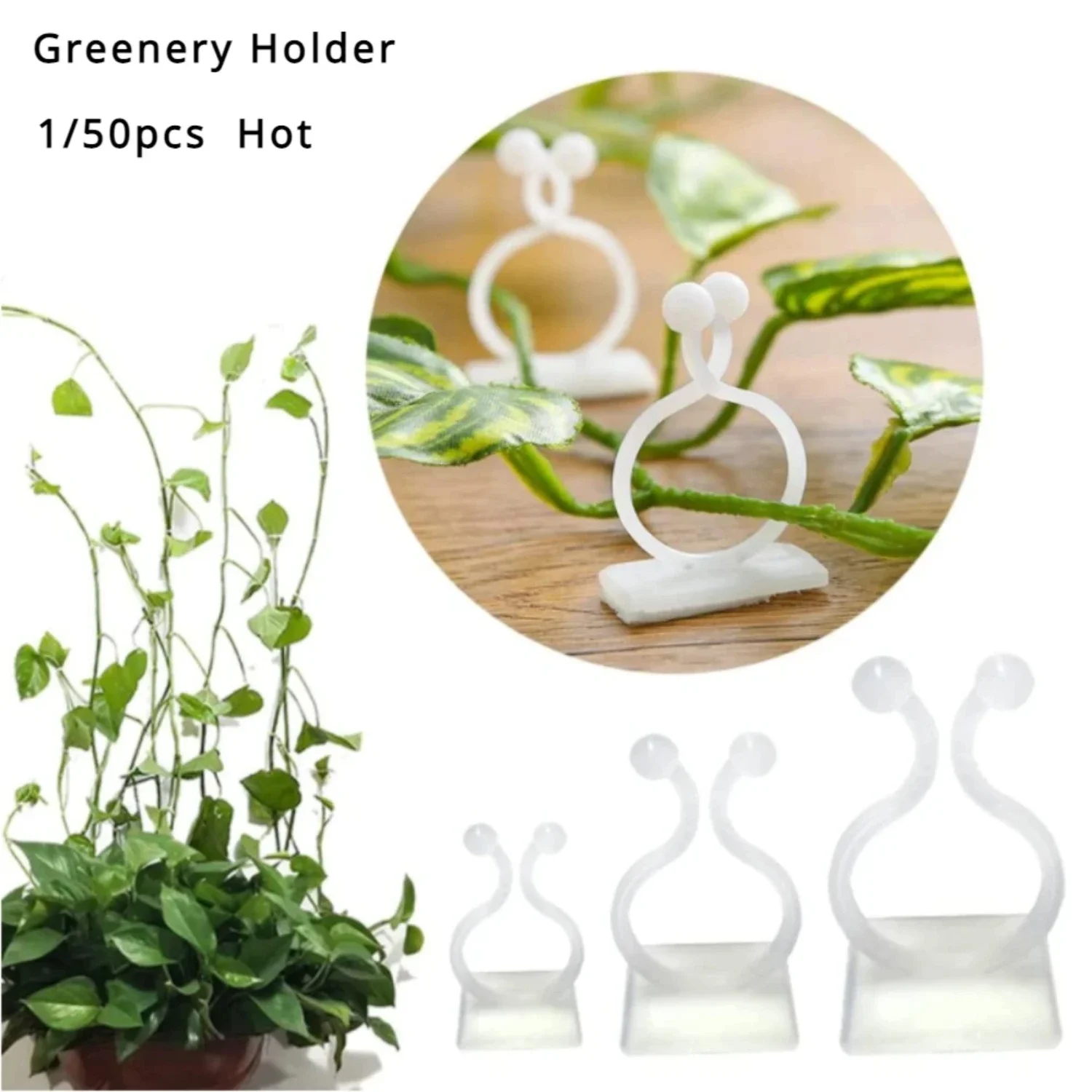 

Indoor and Outdoor Decoration Acrylic Plant Climbing Wall Clip Self-adhesive Hook Fixator - Enhance your Space with 1-50Pcs of P