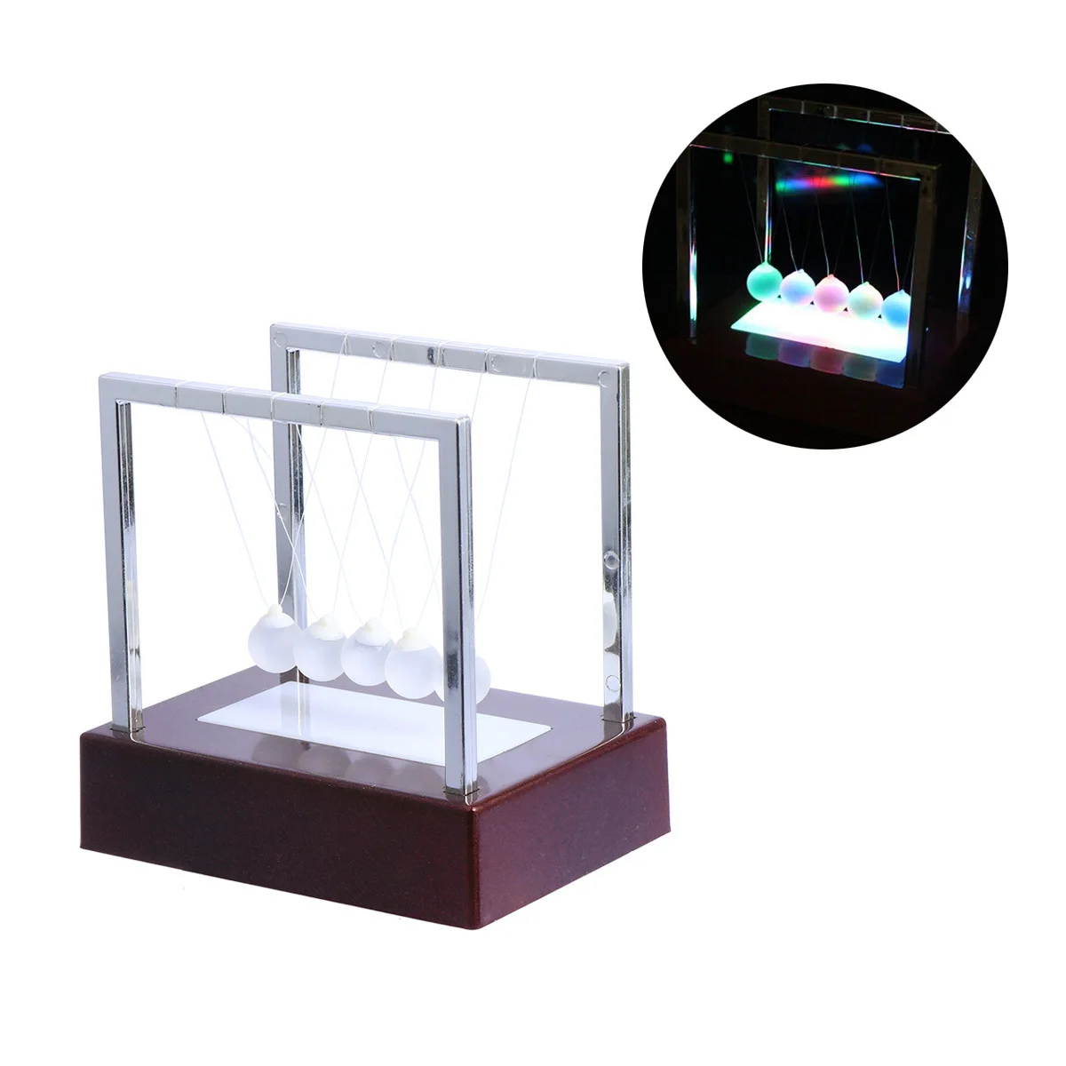 نيوتن مهد LED كرات زجاجية البندول مكتب المنزل الوفير الكرة الديكور الاسترخاء الإجهاد الإغاثة هدية #4