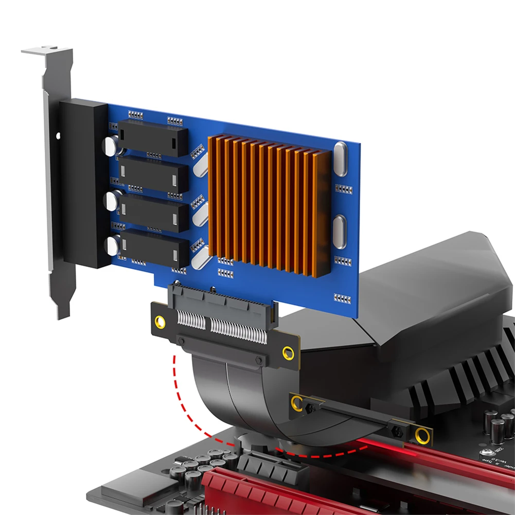 10cm PCI-E 4X Male To Female Riser Cable with Gold-Plated Connector for Graphics Card