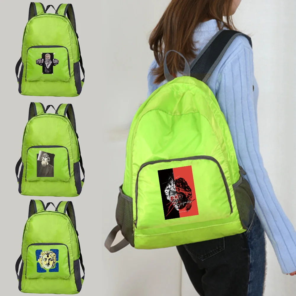 

2026 Foldable Backpack Women's Travel Portable Lightweight Daypack Bags Sculpture Print Outdoor Sports Mountaineering Backpacks