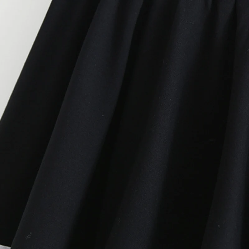 새로운 2026 봄 코튼 스커트, 여성용 신축성 있는 허리 스트라이프 주름 패치워크, 모리 걸 네이비 일본 스타일 루즈 숏 스커트 B5D684CC