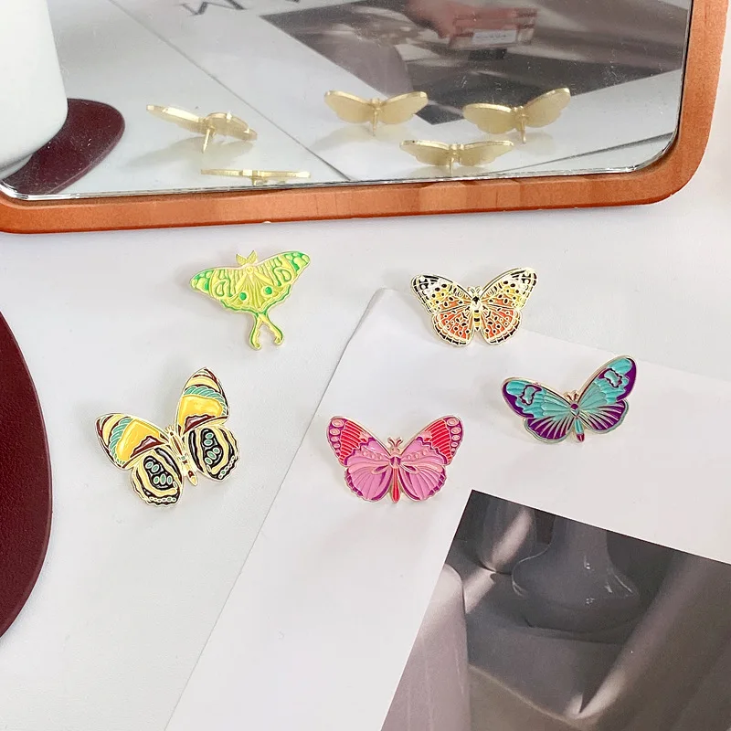 Actias Selene Ningpoana Enamel Pins Colorful Butterfly Moth Insect Brooches Lapel Bag Badges Nature Jewelry Gifts Free Shipping