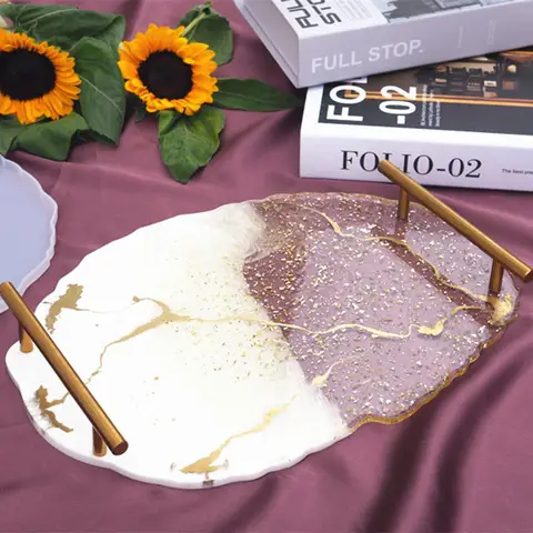 트레이 실리콘 몰드 DIY 수지 몰드 크리스탈 에폭시 실리콘 몰드 과일 디스크 티 플레이트 탁상용 코스터 금형 도구 만들기