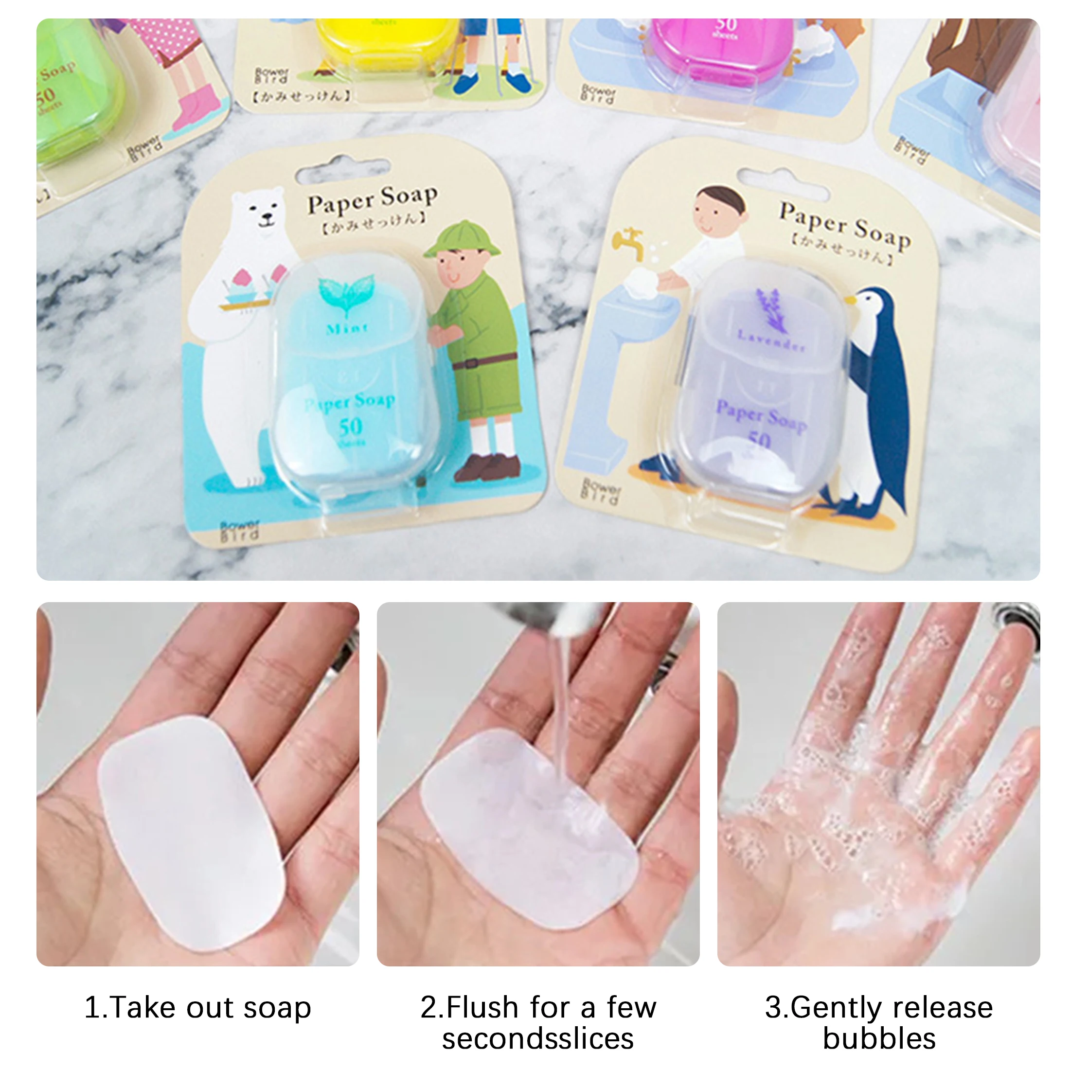 50pcs/set Outside Portable Easy To Carry Soap Tablets Hand Washing Cleaning Travel Toilet Soaps Disposable Paper Soap