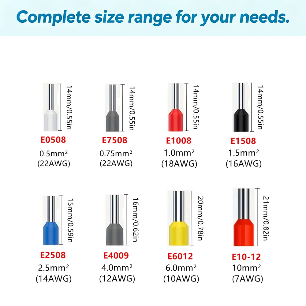 320/1200Pcs Insulated Wire Ferrules Kit 0.5-10mm²(22-7AWG) VE Cord End Crimp Terminals Electrical Cable Connector Assortment Box
