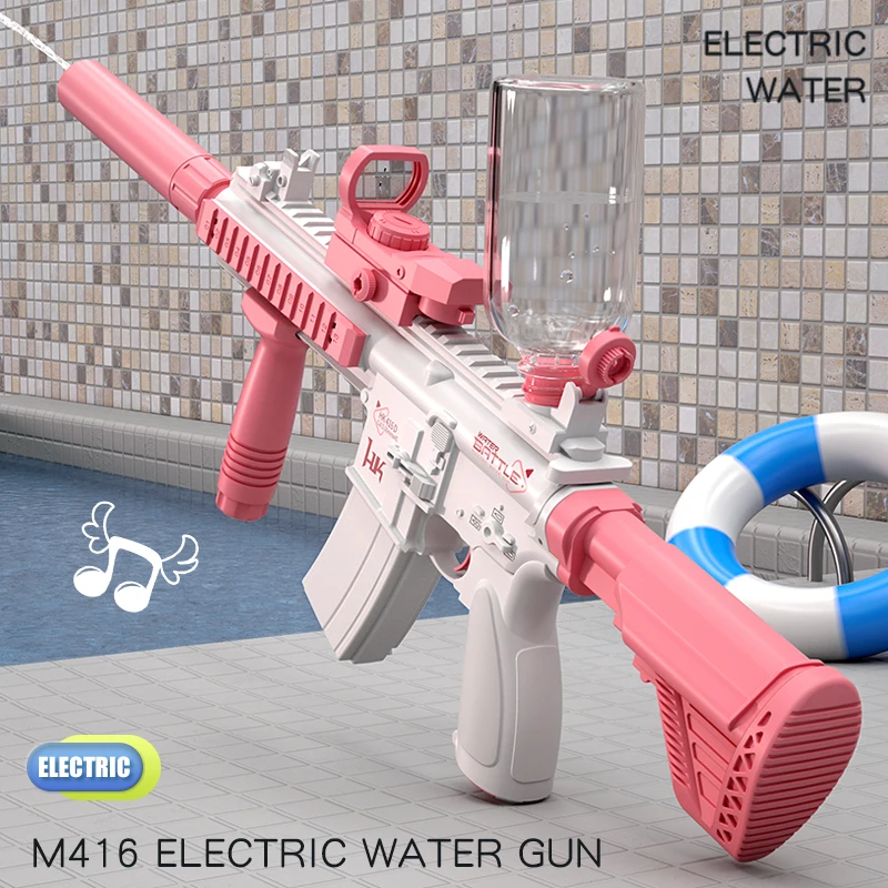 2024 New M416 Electric Repeating Water Gun Children's Toys Automatic Spraying Powerful Bared Outdoor Play Water Game Kid Toy