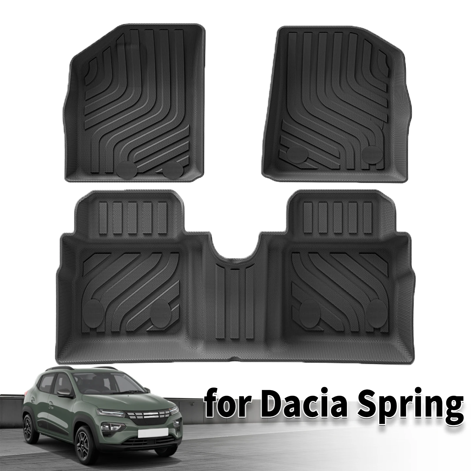for Dacia Spring EV 2021-2023 Eco-Friendly TPE Floor Mats & Trunk Mats Cover All-Weather Protection Car Accessories