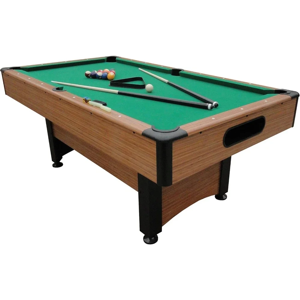 

6.5' Billiard Table with Leg Levelers, Automatic Ball Return, and Classic Green Nylon Cloth