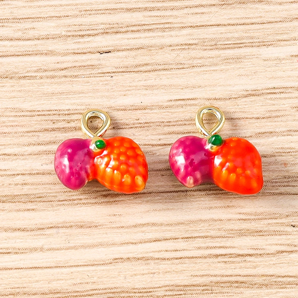 Tusember 5 Stück niedliche Frucht-Anhänger, Apfel, Zitrone, Mango, Kirsche, Ananas, Erdbeere, Charm-Perlen, passend für Original-Armbänder, DIY-Schmuck – Detail 6