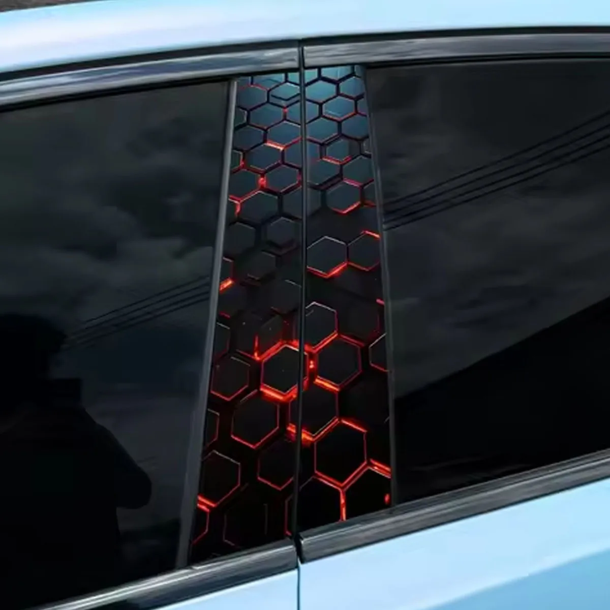 Wabenförmiger Sechseck-Auto-B-Säulen-Aufkleber, Zierleiste für die Mittelsäule, Kratzfester, wasserdichter Autoaufkleber – Detail 5