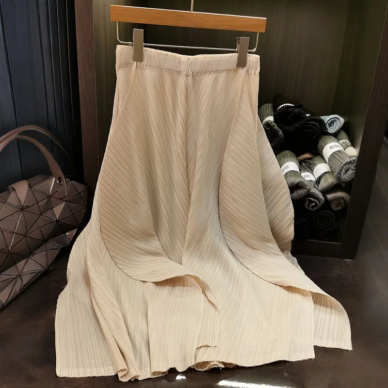 

Miyake Japanese Irregular Women's Half-skirt Summer New Temperament Loose Thin Versatile High-waisted Plus Size with Elastic