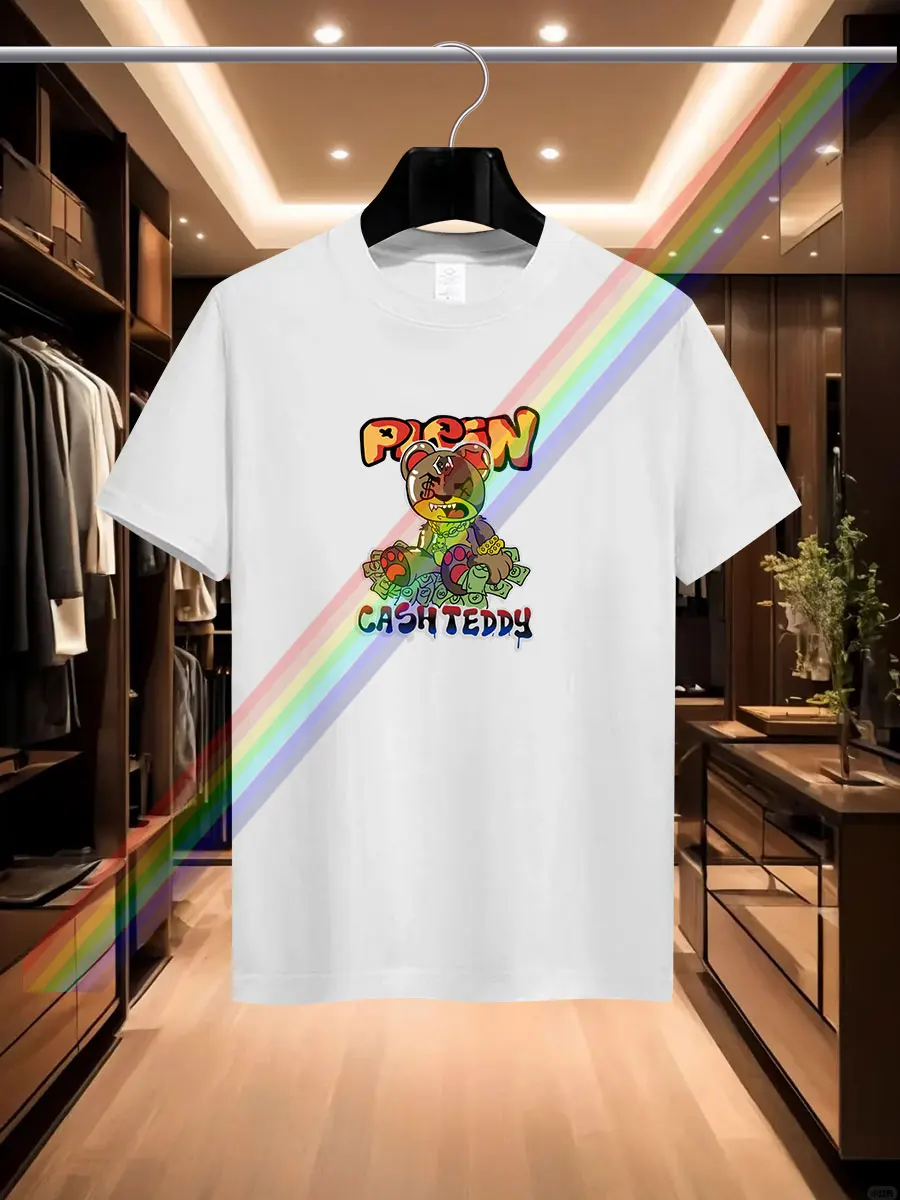 

The 2025 new men's summer luxury fashion Bear brand printed T-shirt, pure cotton round neck, casual and trendy Y2K high-end and