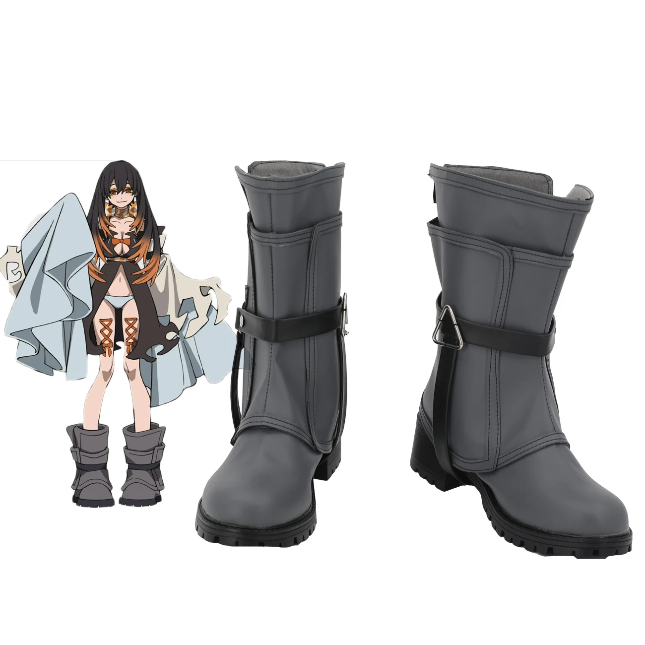 GACHIAKUTA Amo Empool Cosplay Boots Grey Shoes Custom Made