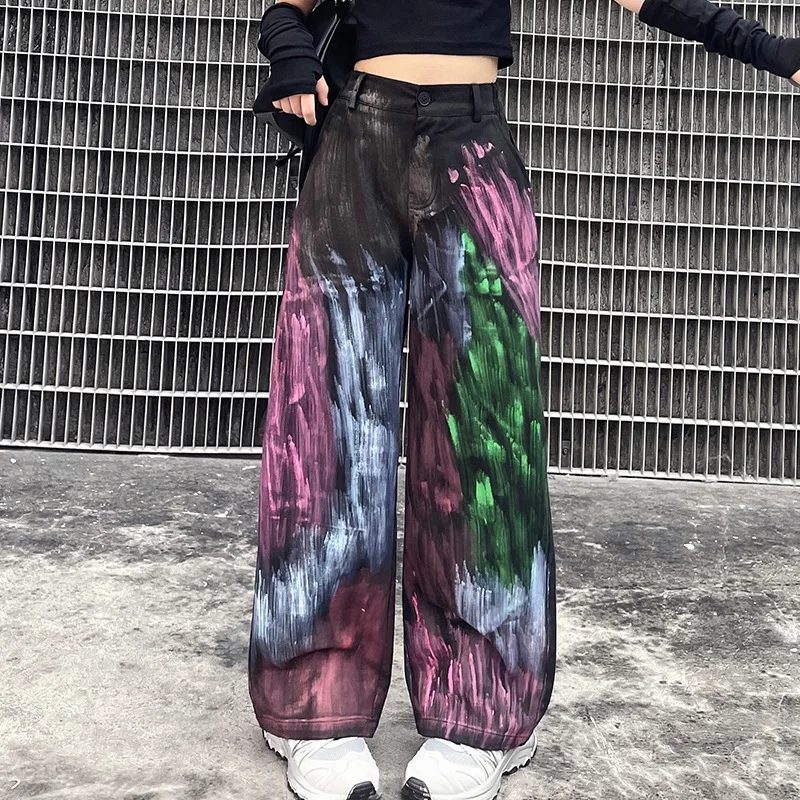 2023 الخريف الشتاء الهيب هوب الجاز المراهقات الفتيات الأطفال راقصة واسعة الساق الكتابة على الجدران السراويل 4 10 11 12 14 سنة بنطلون أطفال الشارع