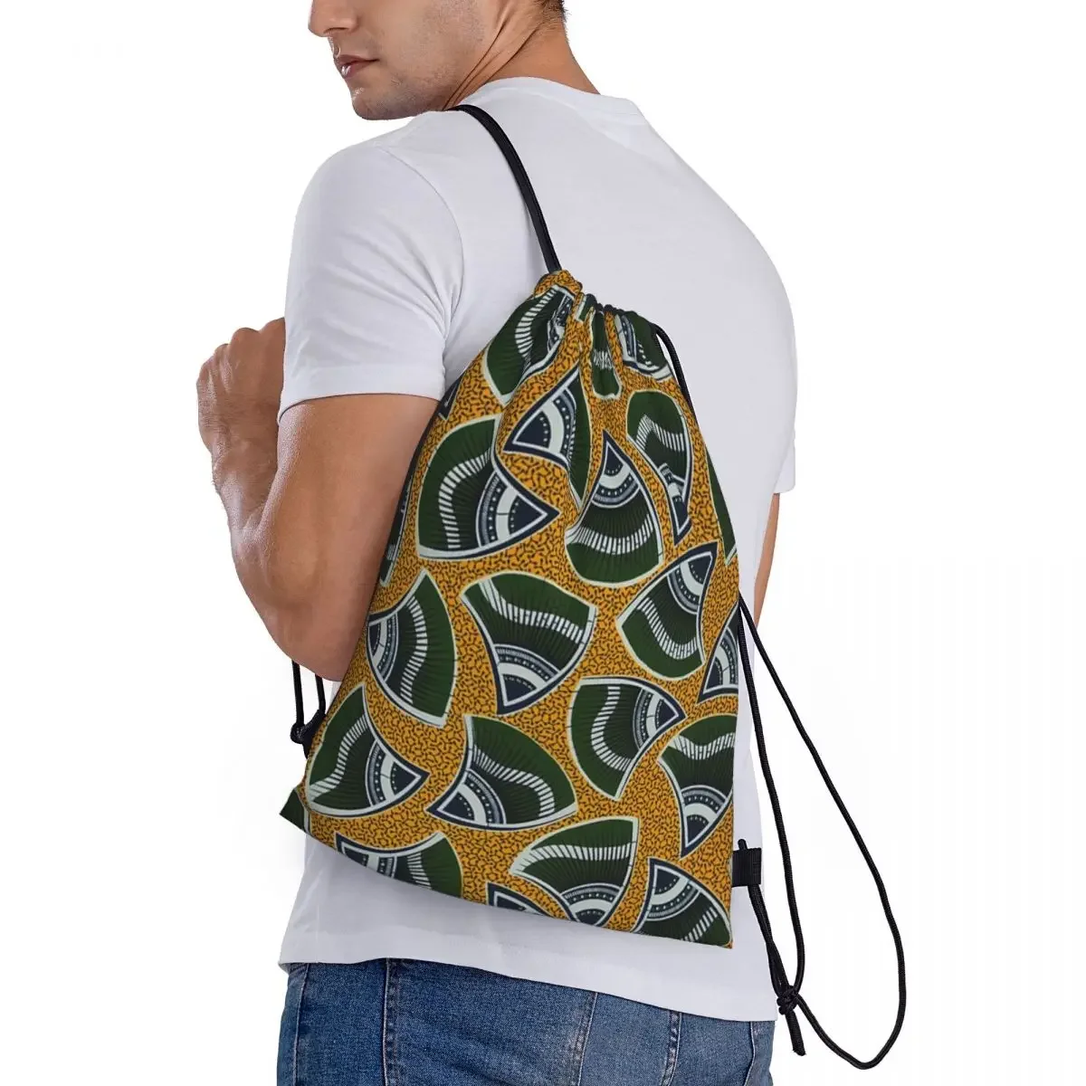 African Print Sports Drawstring Backpack Sport Fitness Travel Outdoor Sackpack Women And Men Large Capacity Gym Swim Beach Bags