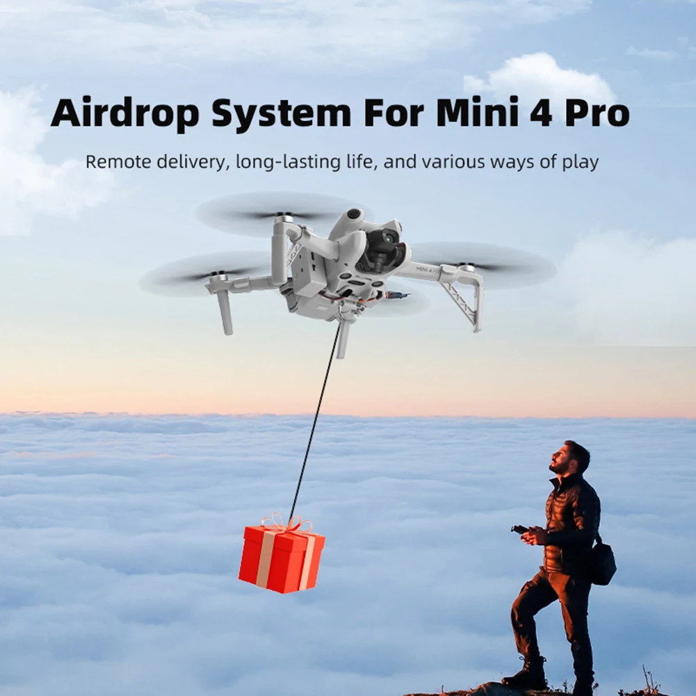 For DJI Mini 4 Pro Drone Airdrop Thrower System USB Charging Payload Delivery Thrower for Fishing Wedding Search