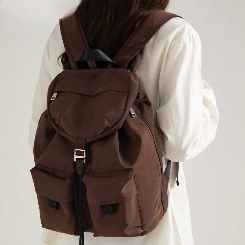 

Women Waterproof Nylon Backpacks Large Lightweight Travel Comfortable Texture Commuter Bag Ins Fashion Multi-pockets Backpack