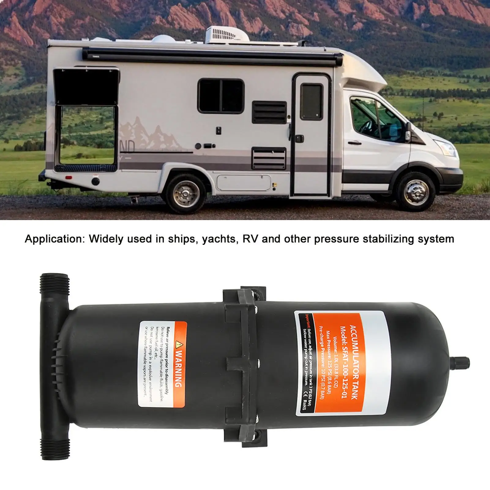 RV Water for pressure Pump 1L Accumulator Water Flow Strong Sealing Low Noise for boat for pressure Stabilizing System