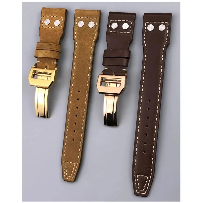 20mm 21mm 22mm High Quality Cowhide Watchband Fit for IWC Pilot SPITFIRE MARK18 Portofino TOP GUN Leather Watch Strap Tool