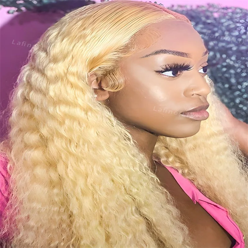 

613 Honey Blonde Deep Wave Lace Frontal Wig Brazilian Preplucked Curly 13x4 13x6 Blonde Hd Transparent Lace Front Human Hair Wig