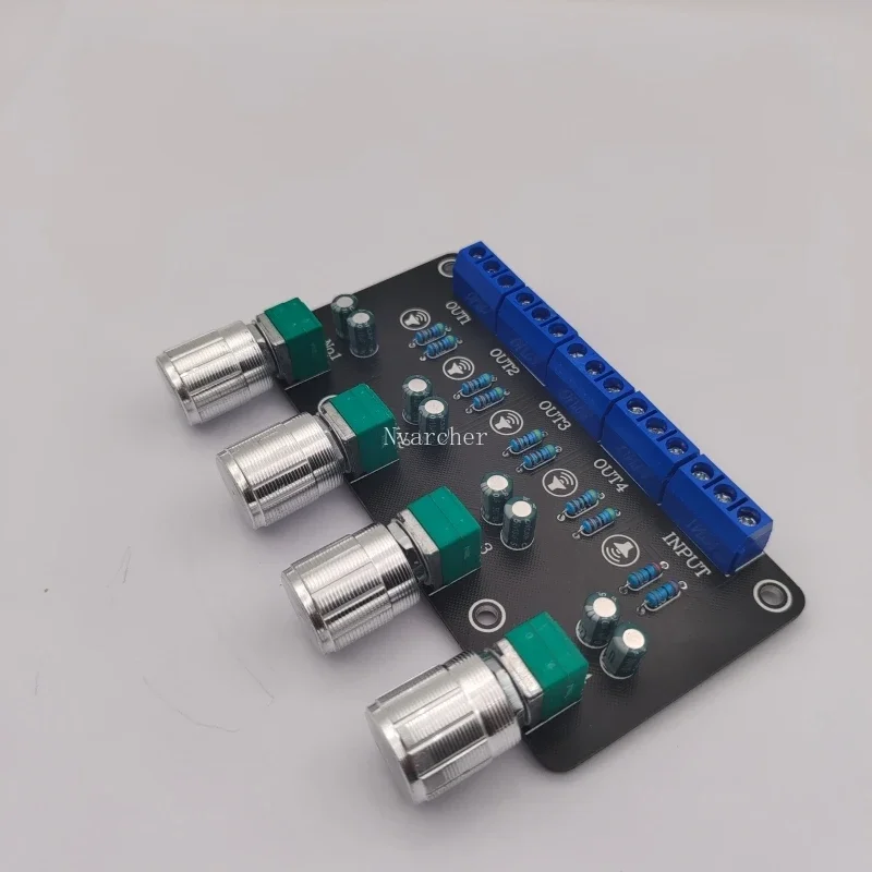 1 input 4 output pemisah sinyal audio tombol volume kontrol independen beberapa sinyal (terminal 3P)