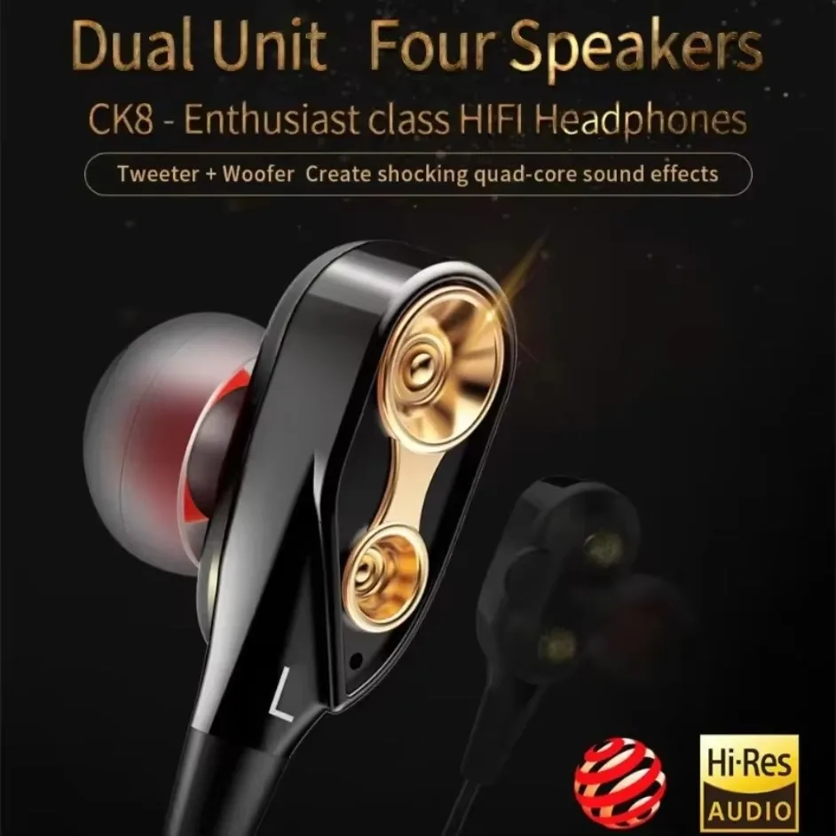 Wired Earphones In-Ear Headphones 3.5mm with Microphone Bass Stereo HiFi Earbuds Hands-Free for Smartphone Laptop PC Tablet
