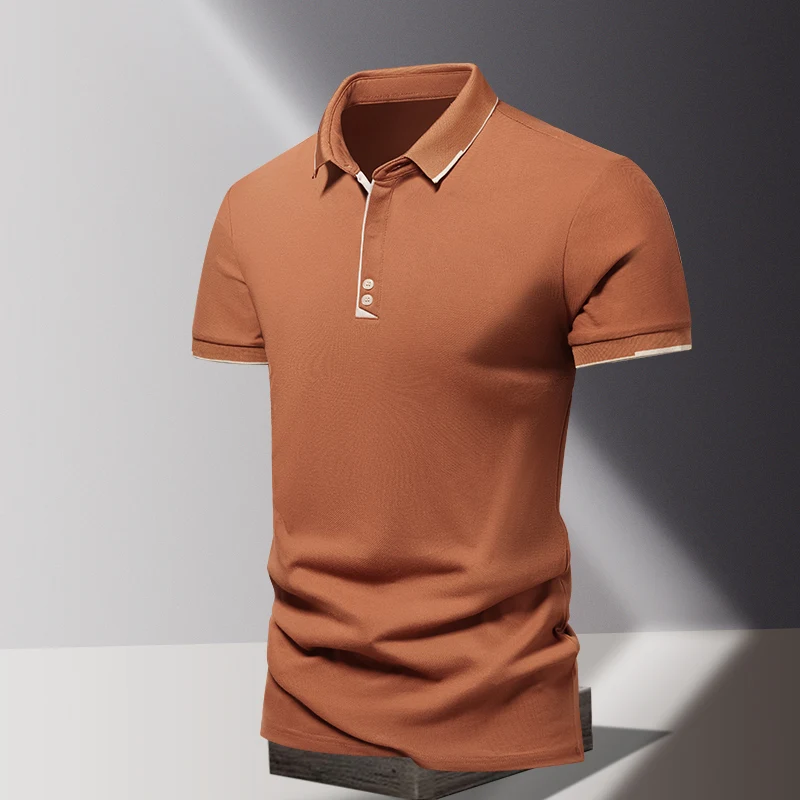 Summer men\'s POLO shirt fashionable ice silk quick drying short sleeved T-shirt  solid color loose fitting business collar top