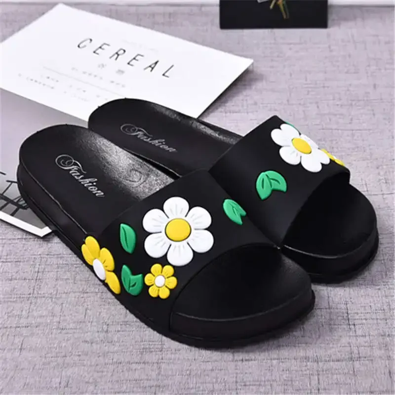 2024 Women\'s Slippers Fashion Summer Lovely Ladies Casual Slip on Beach Flip Flops Slides Indoor Shoes Flower Non-slip Platform