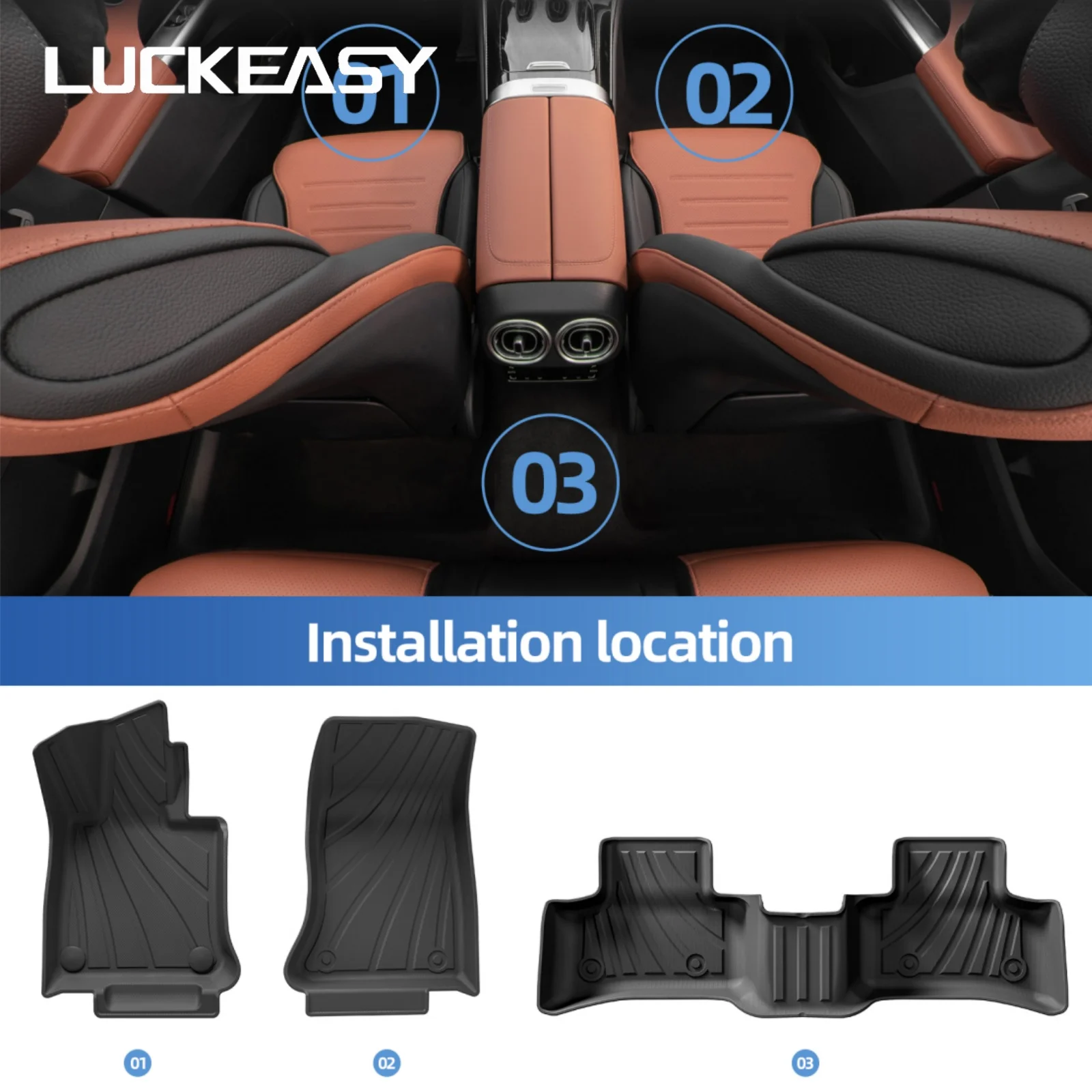 LUCKEASY Left Drive for Benz GLC SUV 2023-2026 (Not for Coupe & PHEV (350e)) 5seat TPE 3D Car Floor Mats Trunk Pad Accessoreis