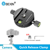 BEXIN QJ-08 Quick Release Plate Clamp Seat Photography Tripod Head Panoramic Rotating Quick Release Base Holder for DSLR Camera