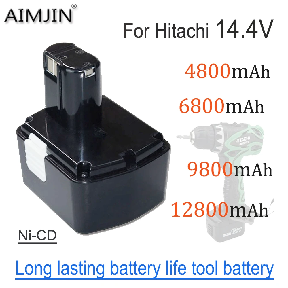 

For Hitachi 14.4V 4.8/6.8/9.8/12.8Ah Rechargeable Battery，Compatible DS14DL DV14DL CJ14DL DS14DVF3 EB1414S EB14B EB1412S EB14S