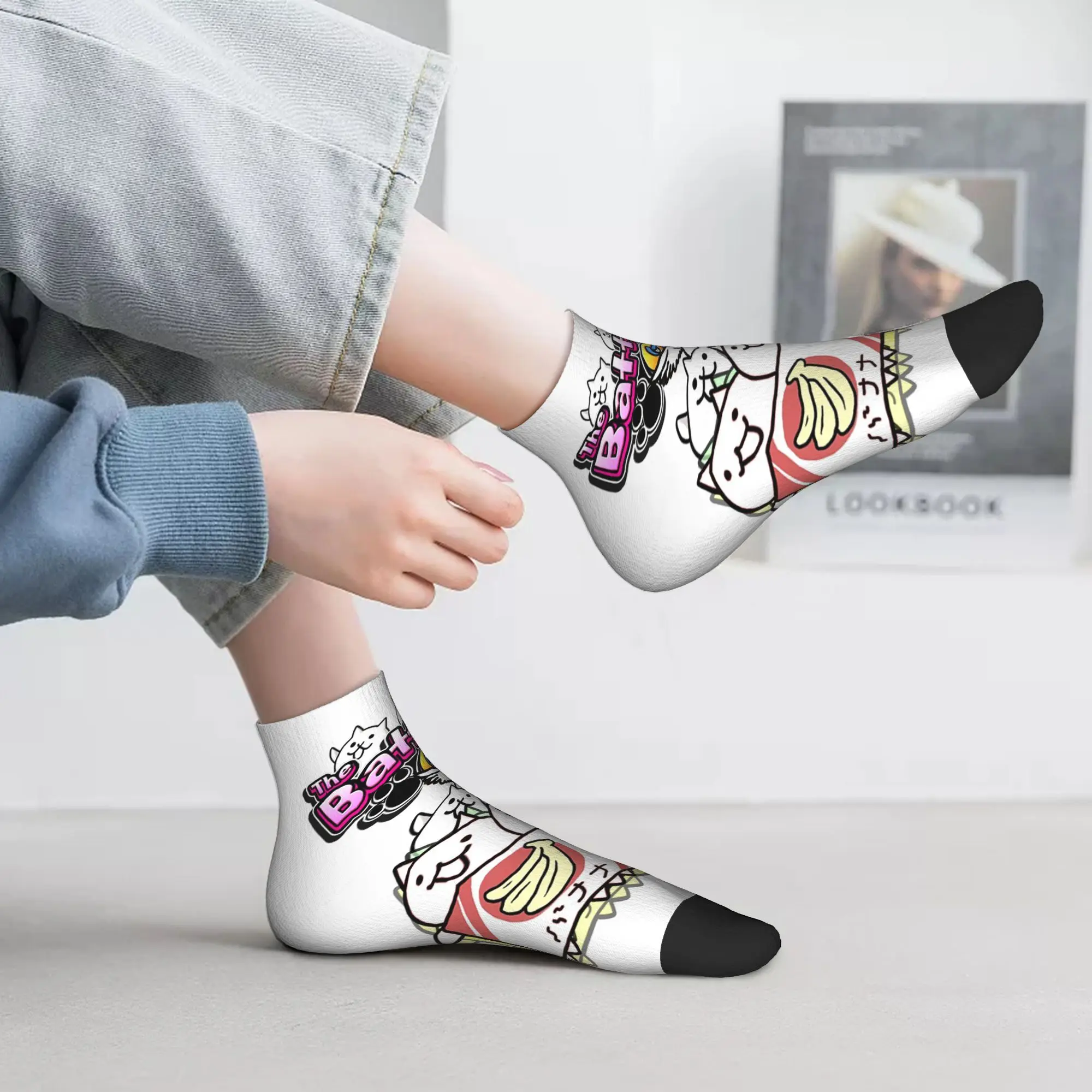

All Seasons Battle Cats Socks Harajuku Sweat Absorbing Sport Middle Tube Socks Soft Fashion Stockings for Men Women Gifts
