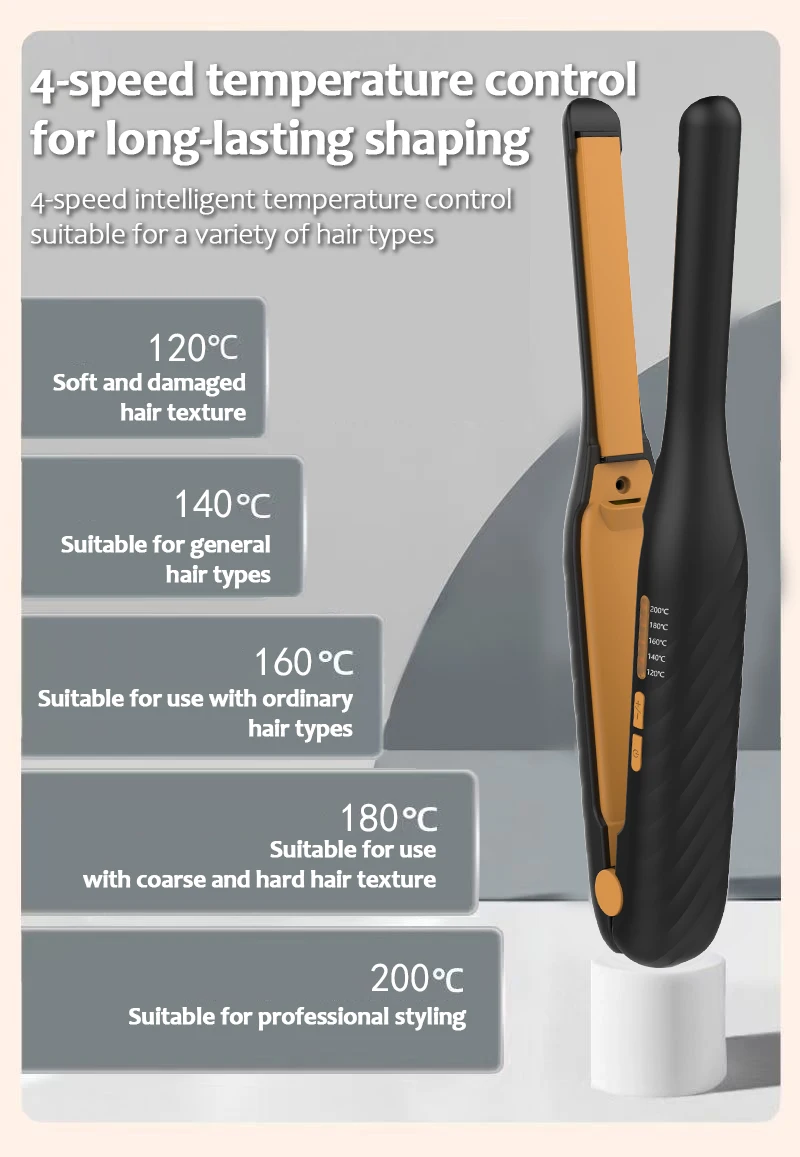 2-in-1 Mini-Haarglätter und Lockenstab, professionelles Keramik-Glätteisen für Damen und Herren, Bartglätter – Detail 4