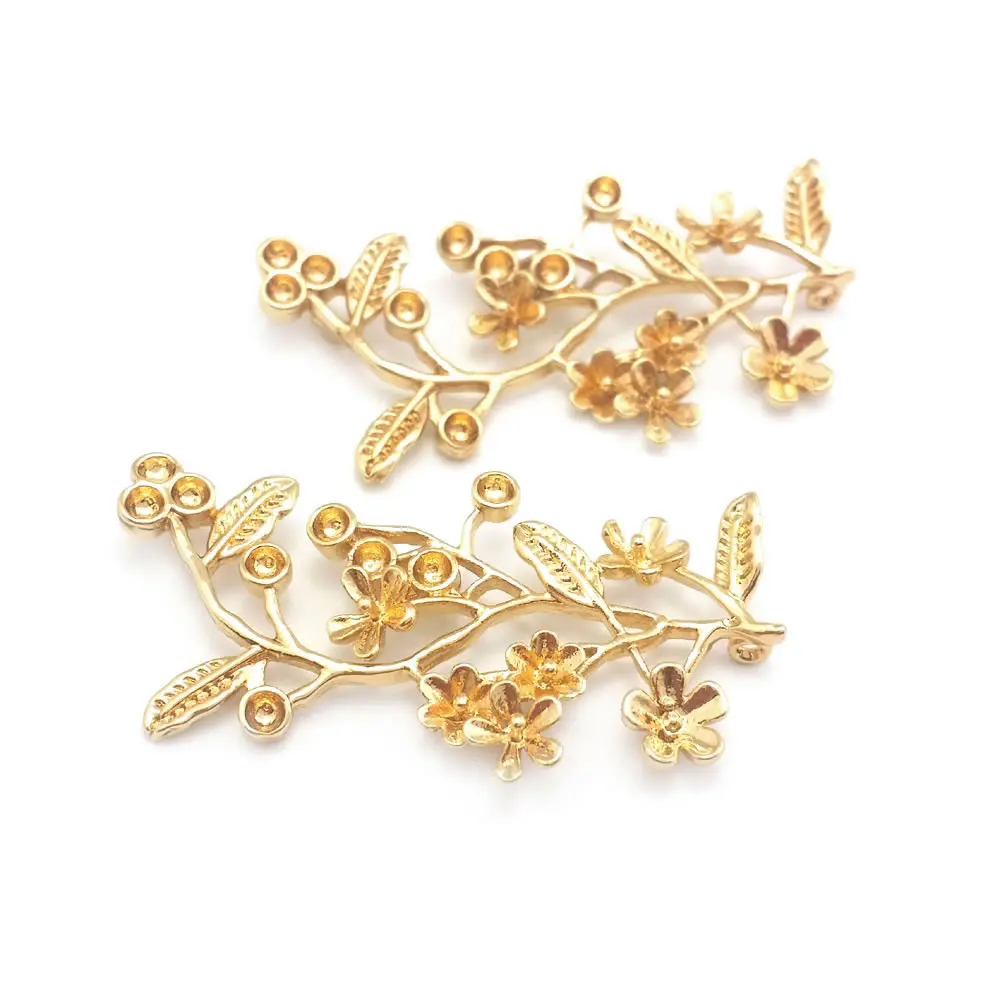 6PCS 21x41MM High Quality Champagne Gold Color Brass Tree Branches Charms Pendants Jewelry Making Diy Findings Accessories