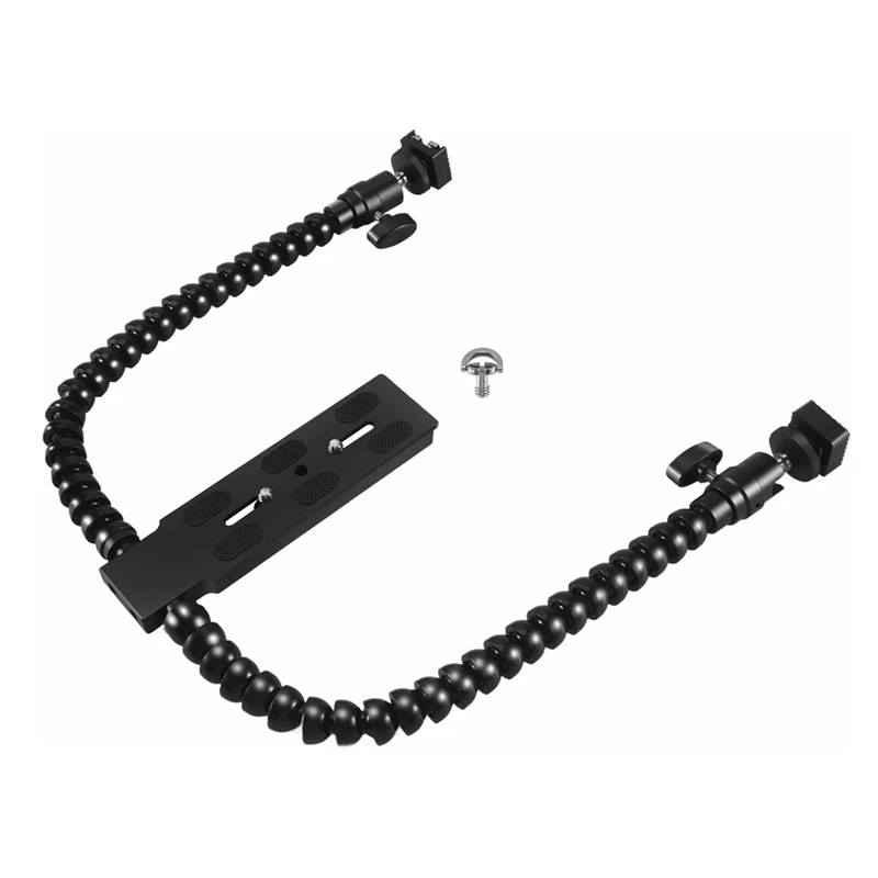 A46T New Flexible Dual Arm Hot Shoe Flash Bracket Mount Holder for Canon Nikon Pentax Macro Shot Camera Accessories