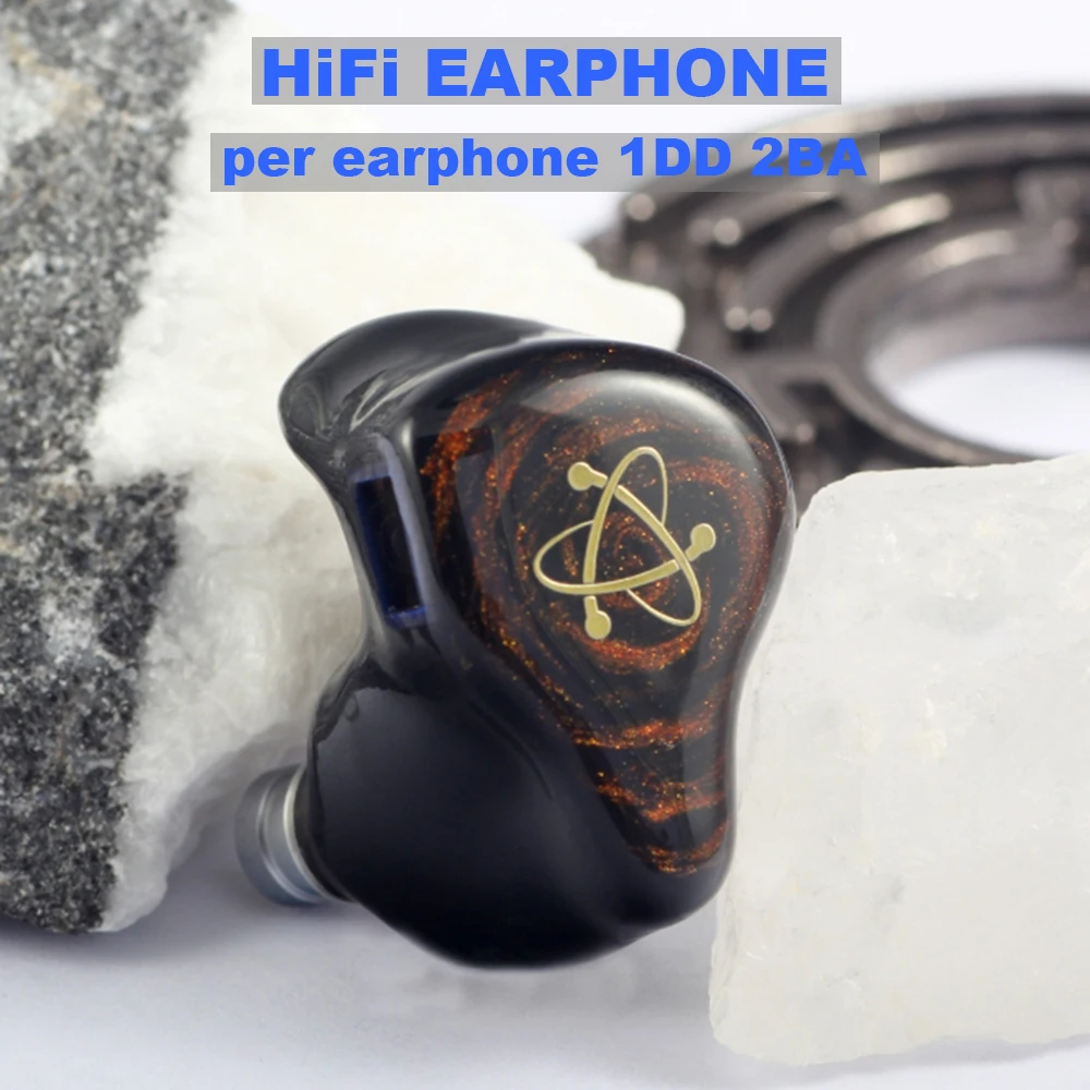 Auricolare HiFi Monitor in-ear Auricolari Tecnologia ibrida Cuffie 1DD 2BA Auricolari fai da te Cavo staccabile da 0,78 mm Auricolari da 3,5 mm