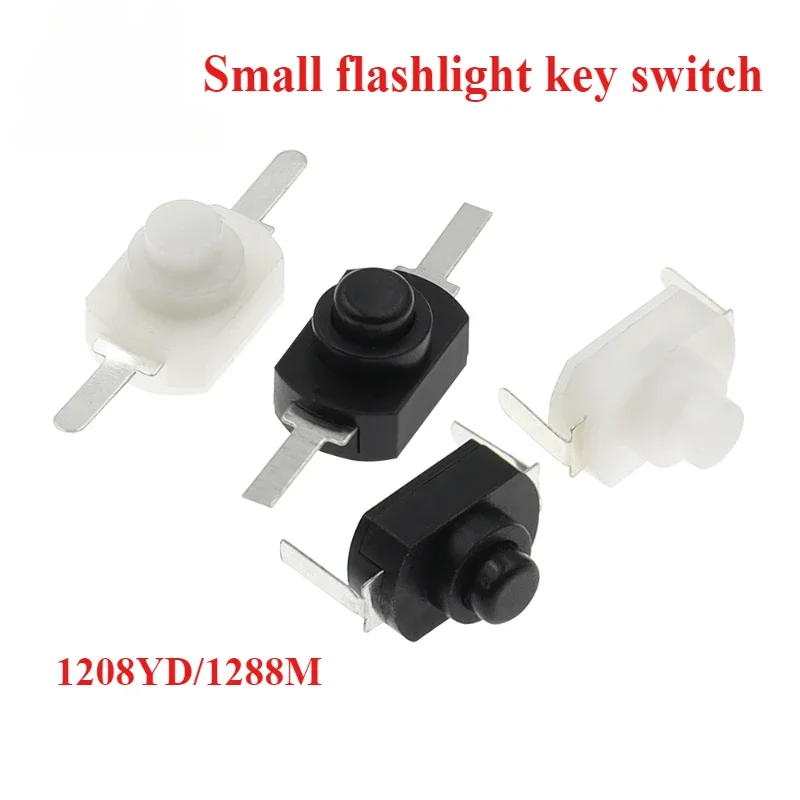 10PCS 1288BM Push Button Switch Black White Flashlight Switches Bent Feet Flat Foot 1288 BM 16340 1208YD ON-OFF