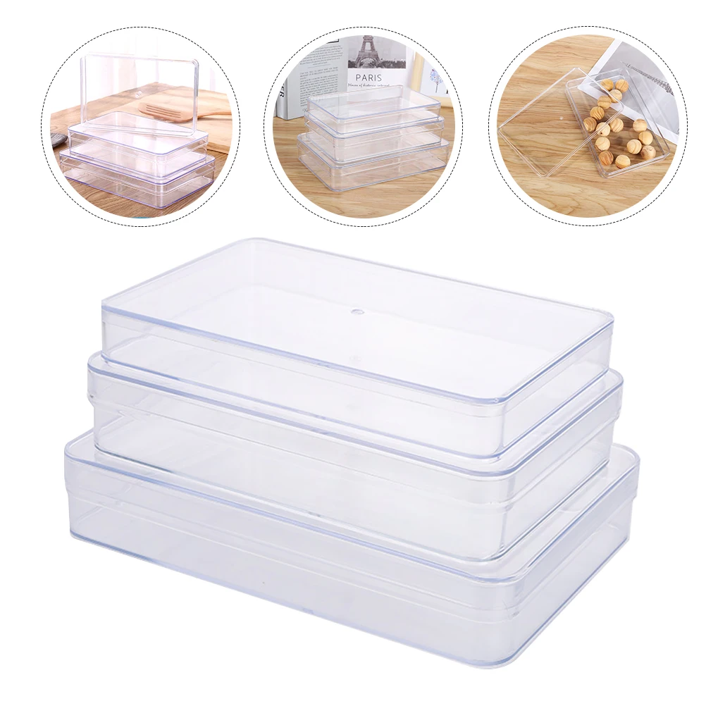 

3 Pcs Plastic Box Cupcake Case Medicine Storage Simple Snack Holder Transparent