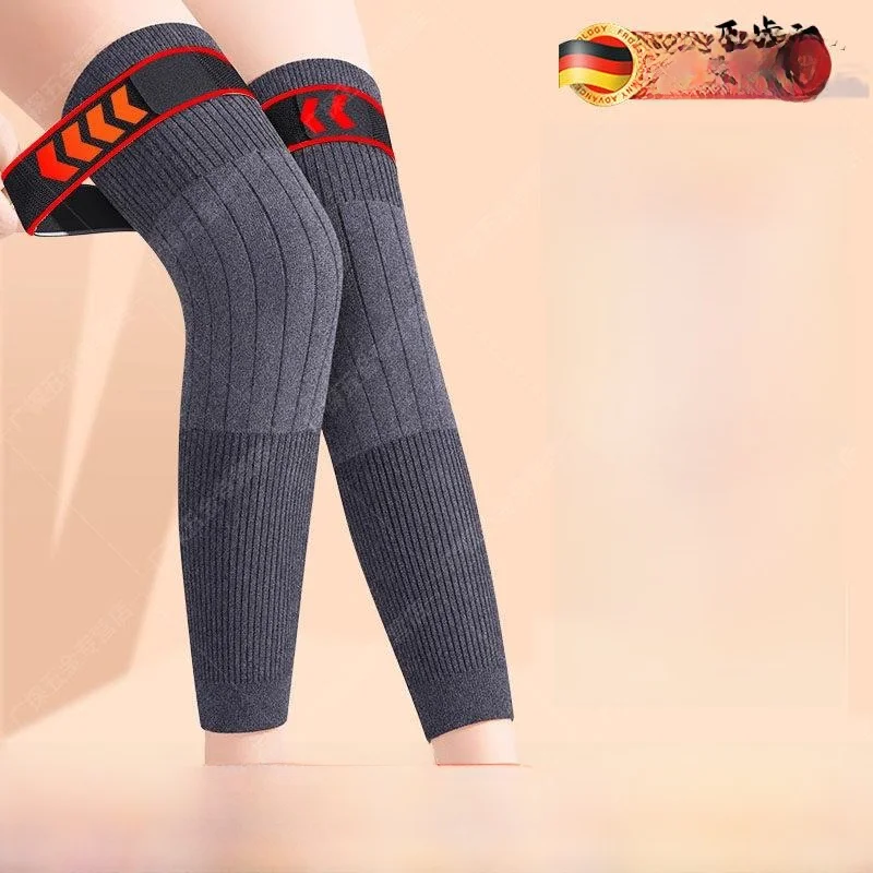 厚みのあるカシミヤ膝パッド男性女性冬暖かいロングチューブ滑り防止発熱中高年向け
