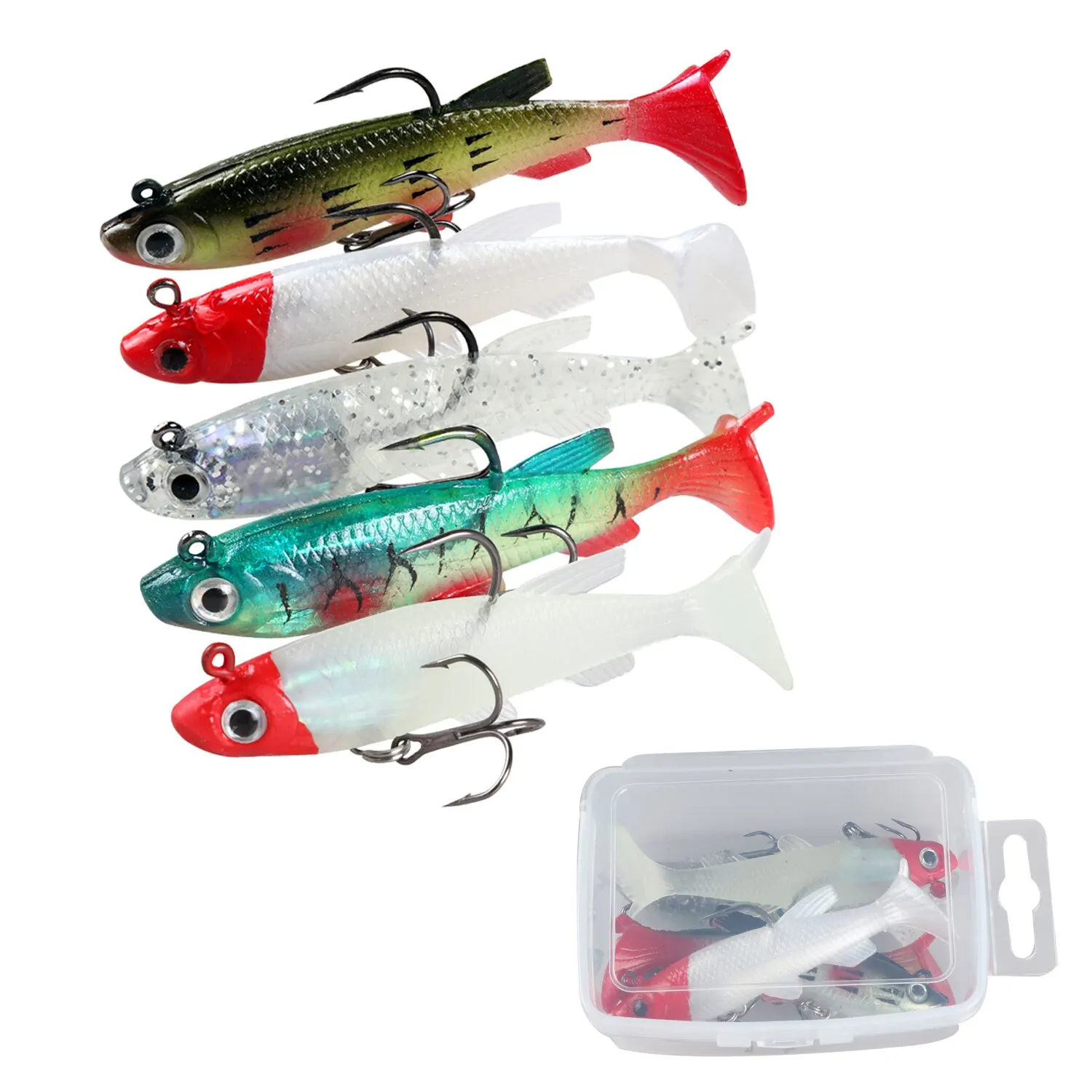 Yumuşak yem balıkçılık Lures 80mm/13g kauçuk cazibesi yapay batan Swimbait kürek kuyruk Jig kafa balıkçılık deniz bas için mal mücadele