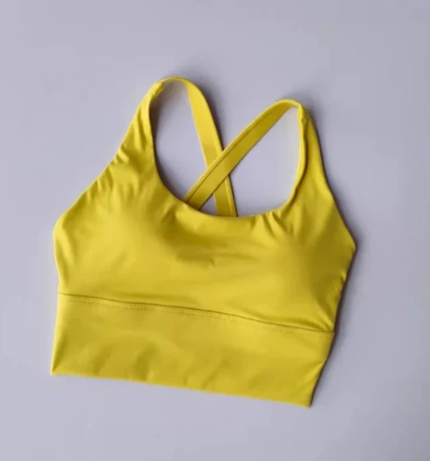 Solid Color Women Cross Back Soft Fitness Sporty Bra Tops Gym Workout With Chest Pad