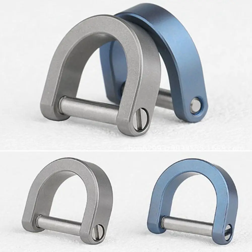 High Quality Titanium Alloy Buckles Carabiner D Bow Staples 3 Sizes Shackle Key Ring Keychain Hook Outdoor Bracelet Buckle