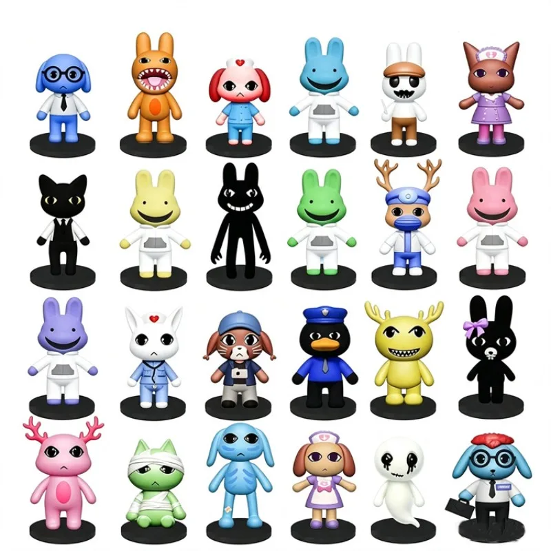 New 6/12/18pcs Horror Animal Hospital Figure Home Decoration Model Mini 7-9CM PVC Dog Cat Figurines Home Decor Ornaments