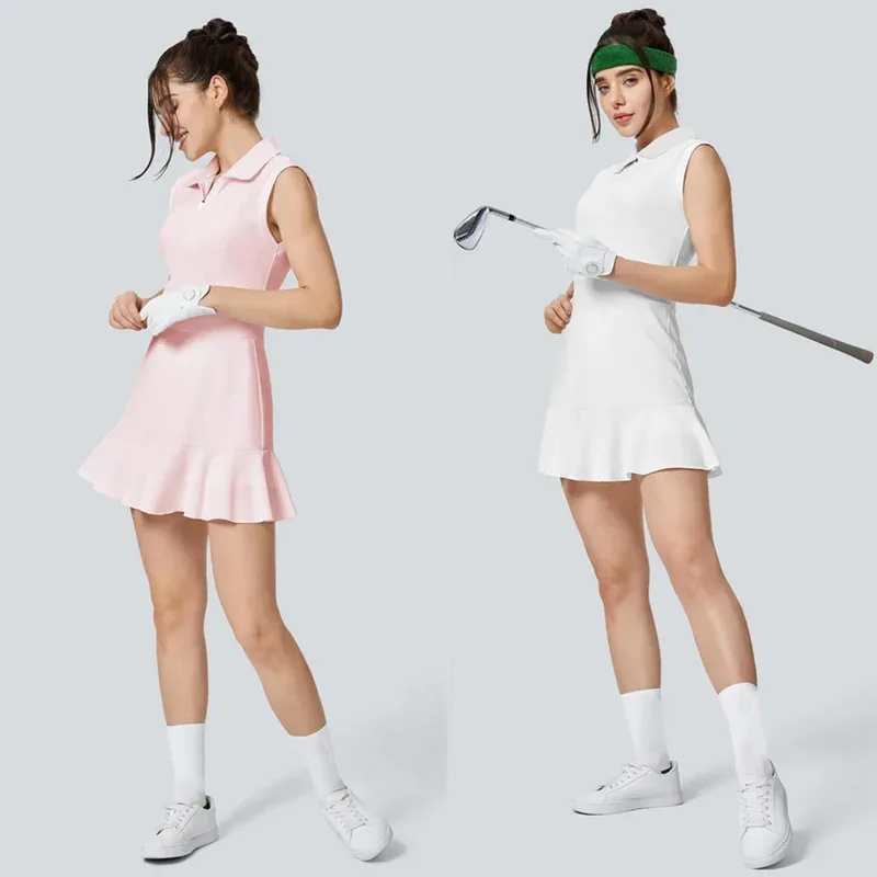 Women's Golf Wear Tennis Dress with Shorts Breathable Quick-Drying Yoga Dress Moisture-wicking Sleeveless Pickleball Dress