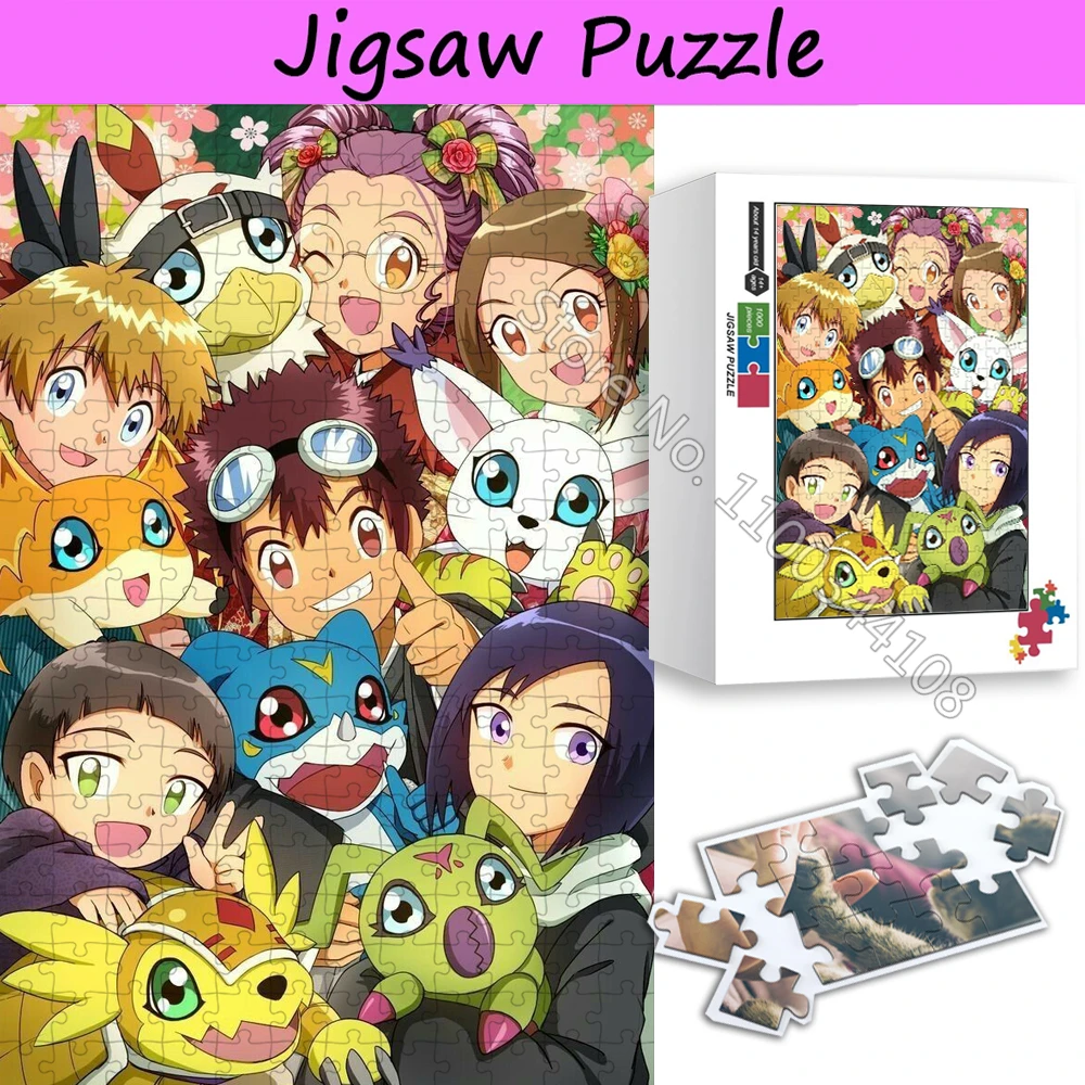 Digimon Adventure Jigsaw Puzzles 300/500/1000 PCS Digital Monster Wooden Puzzle Children's Educational Handmade Toys Collection