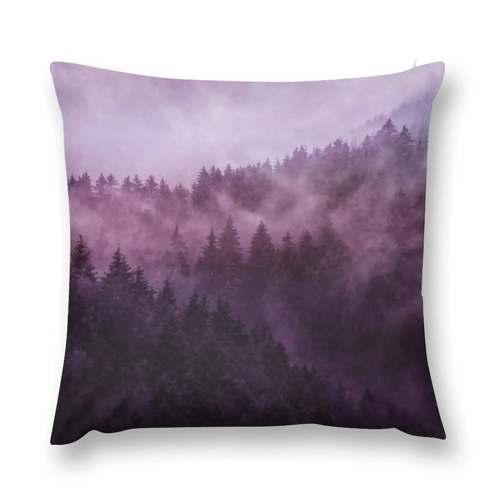 Excuse Me, I'm Lost // Laid Back In A Misty Foggy Raspberry Wilderness Romantic Cascadia Trees Forest Covered In Pu Throw Pillow