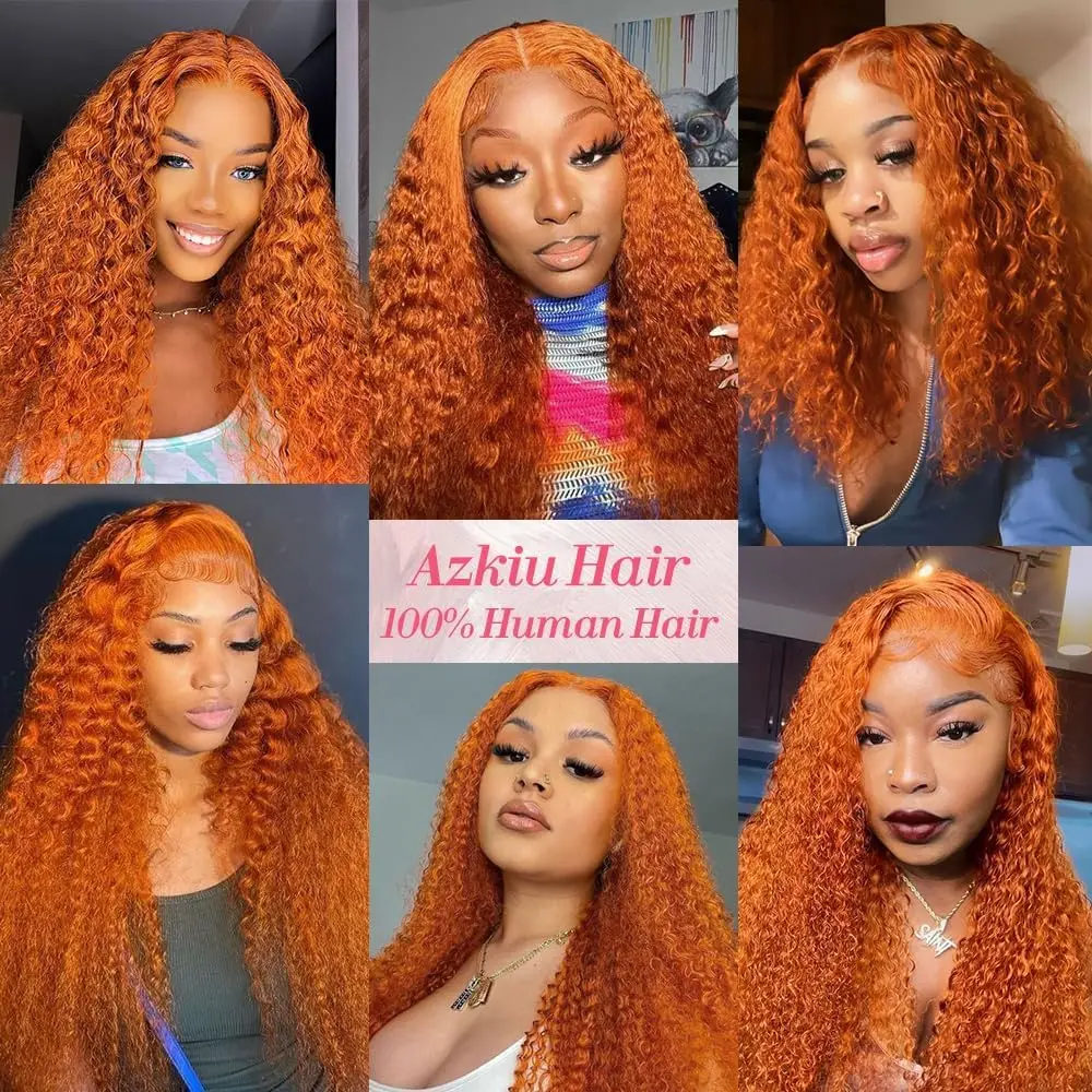 20inch Ginger Lace Front Wigs Human Hair 13x4 Hd Lace Ginger Curly Wigs Lace Frontal Human Hair Ginger Orange Colored For Women