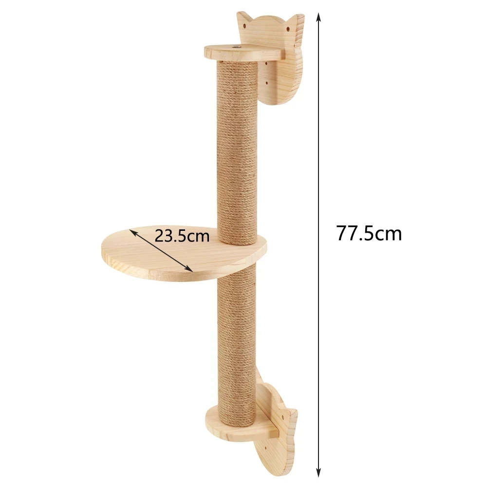 Rascador de pared para gatos con poste de sisal y plataforma - imagen 2
