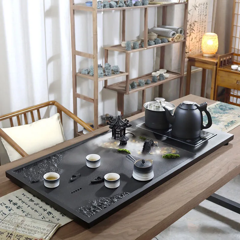 ^Decorative Luxury Tea Tray Table Office Pot Ceremony Valet Drip Chinese Long Rectangle Tea Tray Living Room Bandejas Teaware