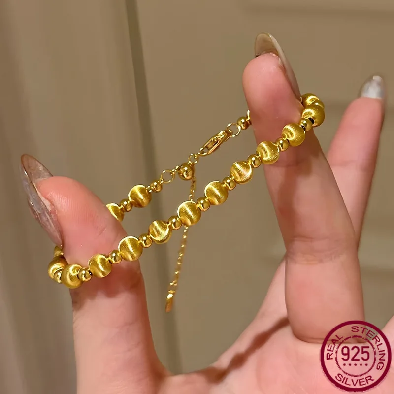 

Новый браслет из стерлингового серебра S925 с лазерной матовой бусиной «кошачий глаз», ниша высокого класса, минималистичный, легкий роскошный дизайн, свадебные украшения